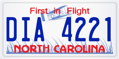 NC license plate DIA4221