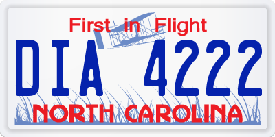NC license plate DIA4222