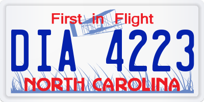 NC license plate DIA4223
