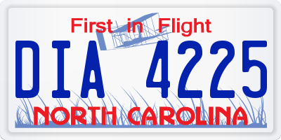NC license plate DIA4225