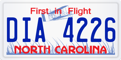 NC license plate DIA4226