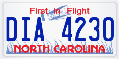 NC license plate DIA4230