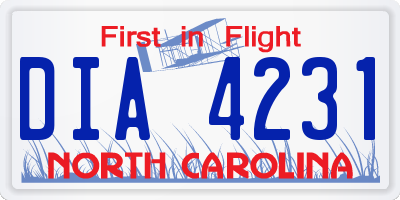 NC license plate DIA4231