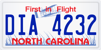 NC license plate DIA4232