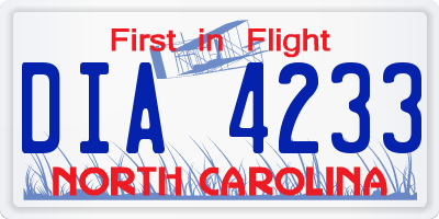 NC license plate DIA4233