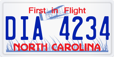 NC license plate DIA4234