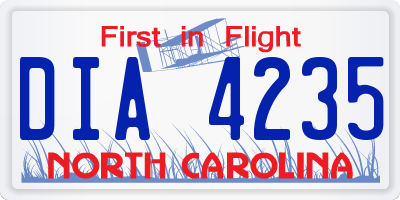 NC license plate DIA4235