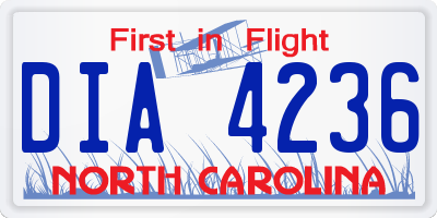NC license plate DIA4236