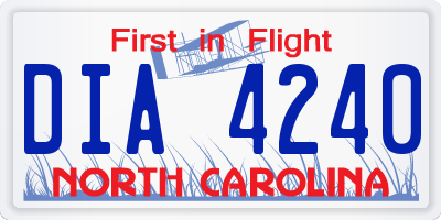 NC license plate DIA4240