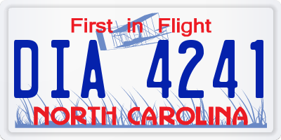 NC license plate DIA4241
