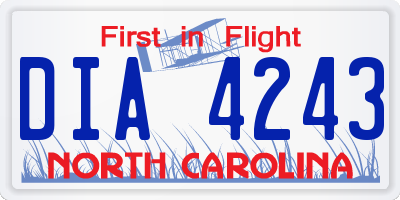 NC license plate DIA4243