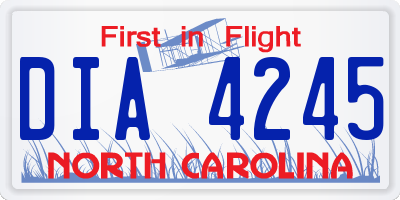 NC license plate DIA4245