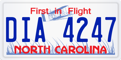 NC license plate DIA4247