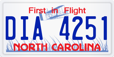 NC license plate DIA4251