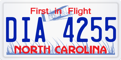 NC license plate DIA4255