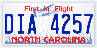 NC license plate DIA4257