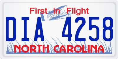 NC license plate DIA4258