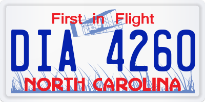 NC license plate DIA4260