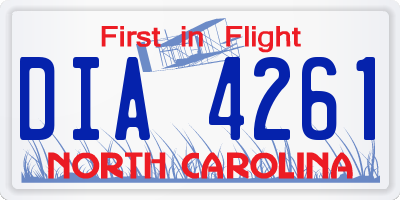NC license plate DIA4261