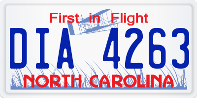 NC license plate DIA4263