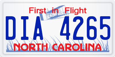 NC license plate DIA4265