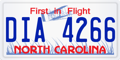 NC license plate DIA4266