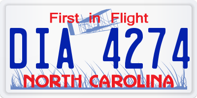 NC license plate DIA4274