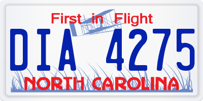 NC license plate DIA4275