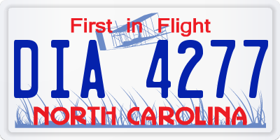 NC license plate DIA4277