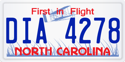 NC license plate DIA4278