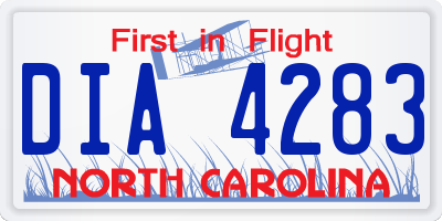 NC license plate DIA4283