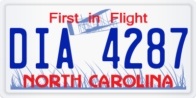 NC license plate DIA4287