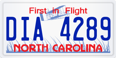 NC license plate DIA4289