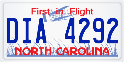 NC license plate DIA4292