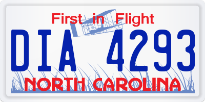 NC license plate DIA4293