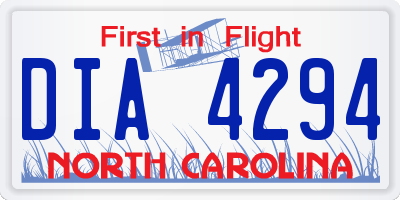 NC license plate DIA4294