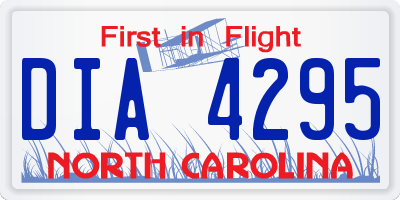 NC license plate DIA4295