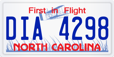 NC license plate DIA4298