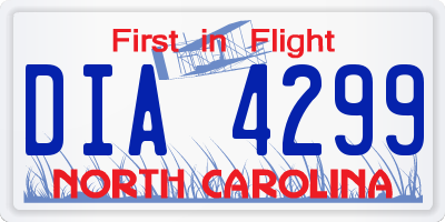 NC license plate DIA4299
