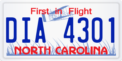 NC license plate DIA4301