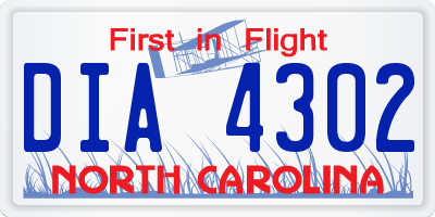 NC license plate DIA4302