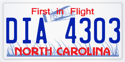 NC license plate DIA4303