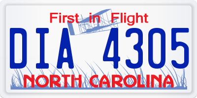 NC license plate DIA4305