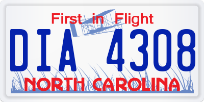 NC license plate DIA4308