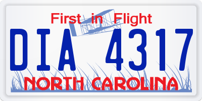 NC license plate DIA4317