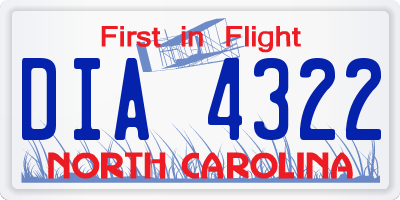 NC license plate DIA4322