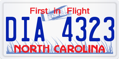 NC license plate DIA4323