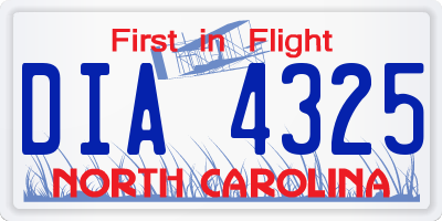 NC license plate DIA4325