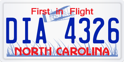 NC license plate DIA4326