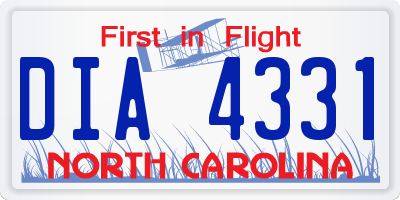 NC license plate DIA4331